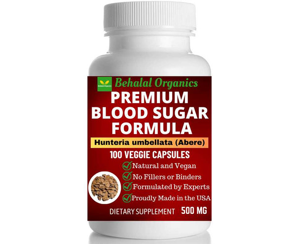 Blood Sugar Formula Premium Support with Abere, Cinnamon, Fenugreek, Bittermelon 100 Counts Behalal Organics