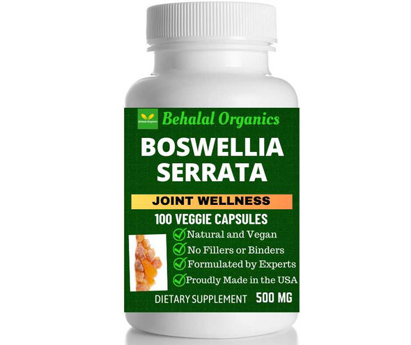 Boswellia Serrata 500mg 100 Quick Release vegan Capsules Behalal Organics