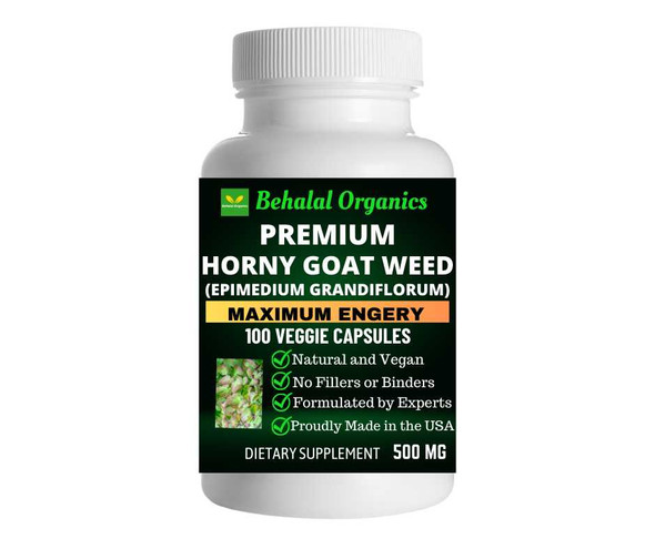 Horny Goat Weed 100 Quick Release Capsules - 500mg Per Capsule Behalal Organics