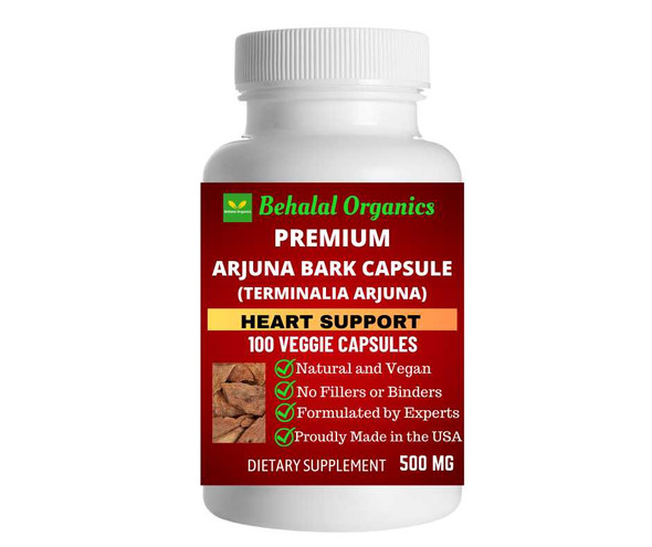 Arjuna bark 100 Quick Release Capsules - 500mg Per Capsule Behalal Organics