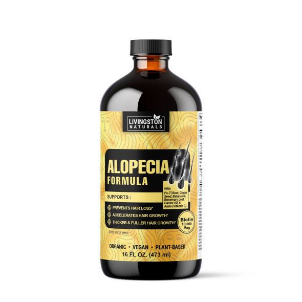 Organic Alopecia Treatment - Plant-Based Hair Growth Formula, 16 oz