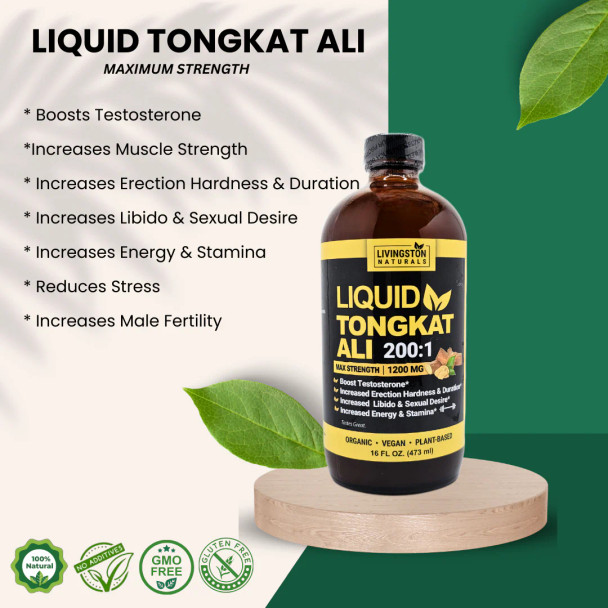 Long Jack and Tongkat Ali with Oat Straw – 5-in-1 Libido Booster for Enhanced Erection, Increased Size, and Improved Sexual Performance – 16 OZ Detox Formula