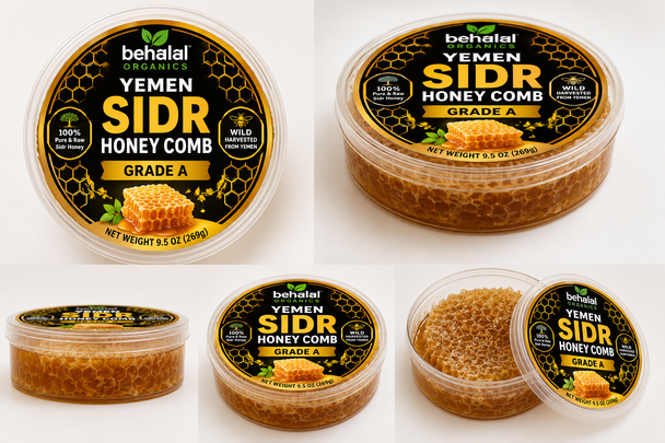 Yemen Sidr Honeycomb – Grade A | 100% Pure, Raw & Unfiltered | Wild Harvested from Yemen | 9.5 oz (269g)