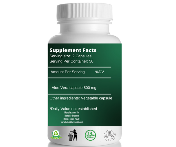 Aloe Vera Capsules – 500mg Per Capsule