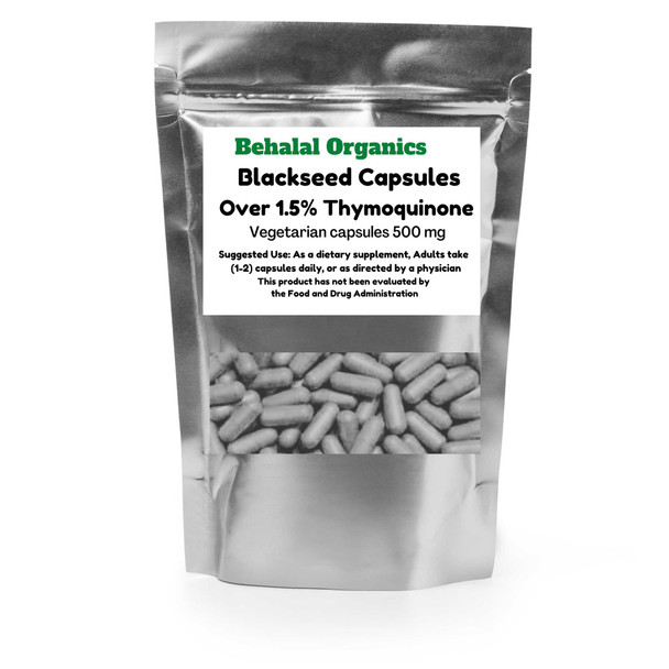 Black seed 1.5% thymoquinone 500mg vegetarian capsules made fresh ( Nigella Sativa )