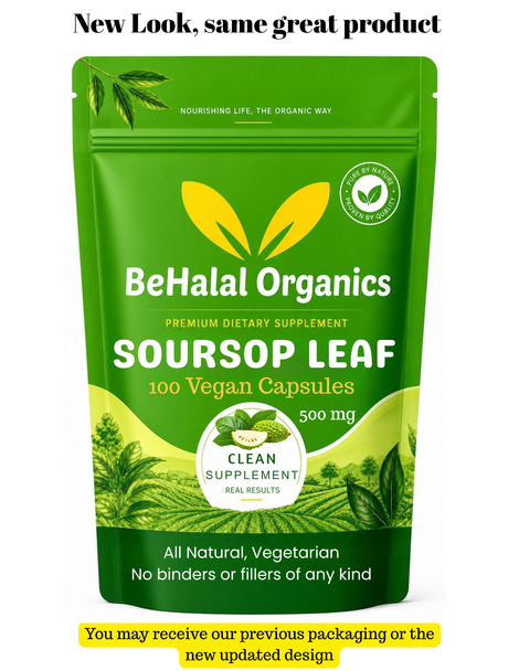 Soursop Graviola Leaf Powder 100% Pure Organic Capsules - Behalal Organics Behalal Organics