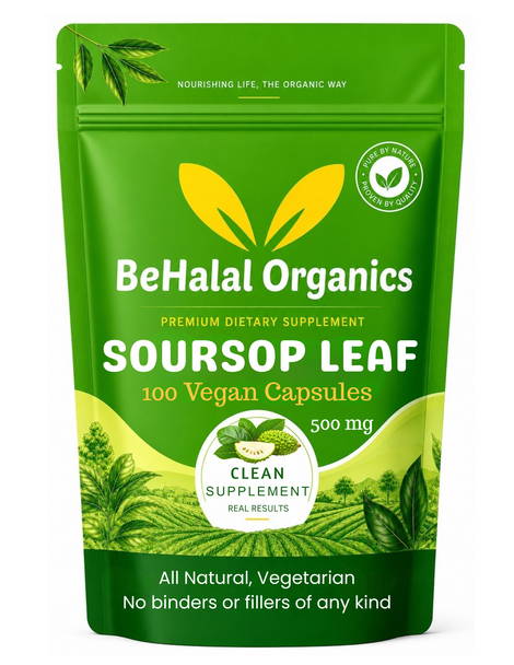 Soursop Graviola Leaf Powder 100% Pure Organic Capsules - Behalal Organics Behalal Organics
