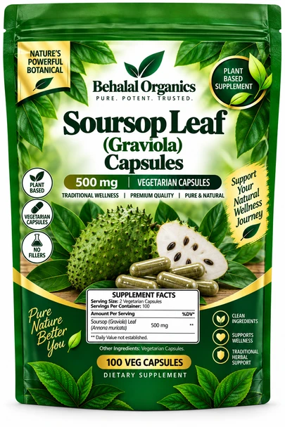 Soursop Graviola Leaf Powder 100% Pure Organic Capsules
