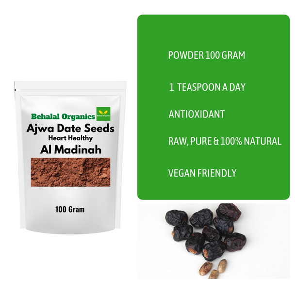 Ajwa Dates Seed Powder Al madinah 100g Behalal Organics