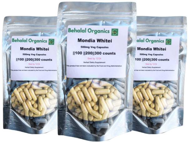 Mondia Whitei (Mulondo) Root Powder 500mg Vegan Capsules - Behalal Organics