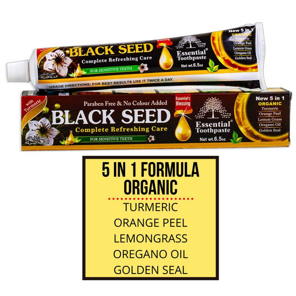 Toothpaste,Fluoride Free Essential: Neem, Miswak, Blackseed & Charcoal. Pick one 