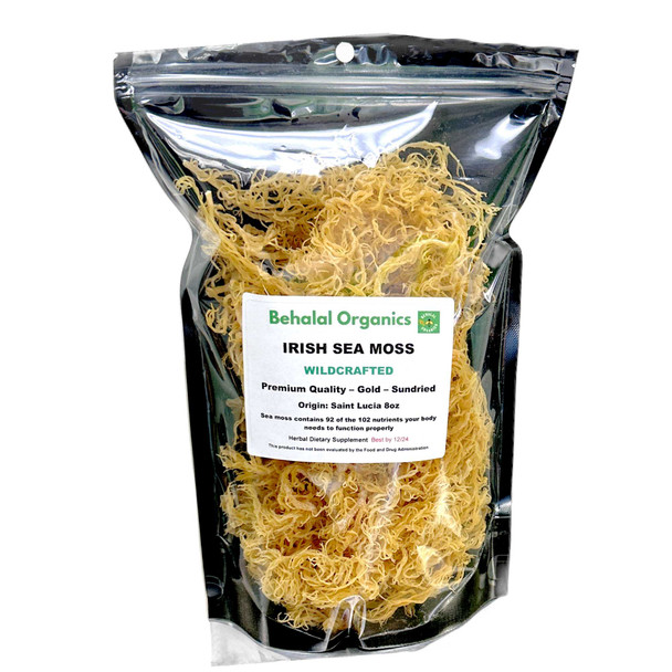 Irish Raw Sea Moss Wildcrafted | Premium Quality St Lucia Dr Sebi Inspired (Gold) Behalal Organics