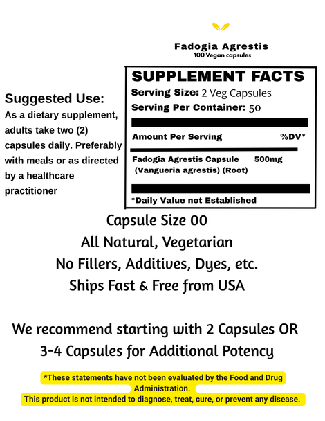 Fadogia Agrestis 100 Quick release Capsules 500mg
