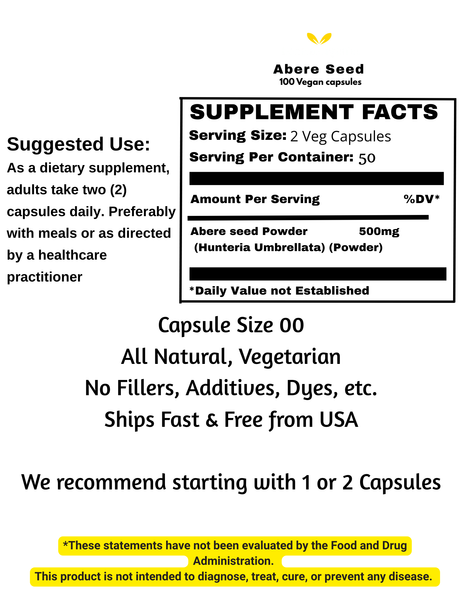 Hunteria Umbellata ABERE SEEDS (OSU) 100 CAPSULES