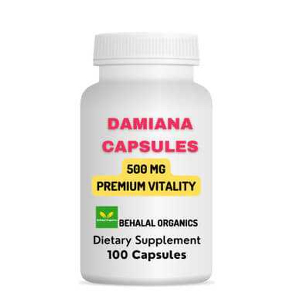Feuille de Damiane 500 mg Quick release 100 Capsules Behalal Organics