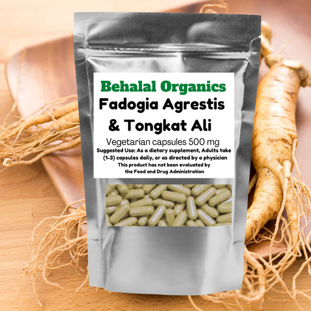 Tongkat Ali and Fadogia Agrestis 500mg vegan 100 Quick Capsules Behalal Organics