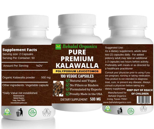 KALAWALLA ROOT (polypodium leucotomos) 100 Quick capsules Behalal Organics