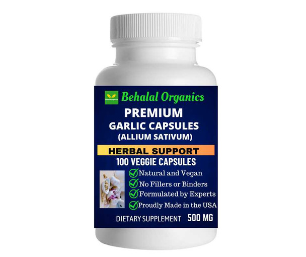 Garlic 100 Quick Release Capsules - 500mg Per Capsule Behalal Organics