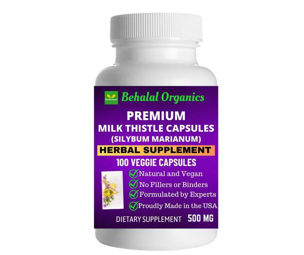 Milk Thistle 100 Quick Release Capsules - 500mg Per Capsule Behalal Organics