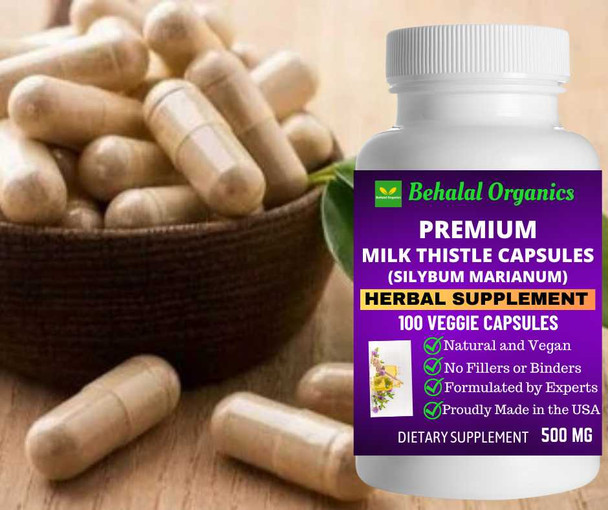 Milk Thistle 100 Quick Release Capsules - 500mg Per Capsule Behalal Organics