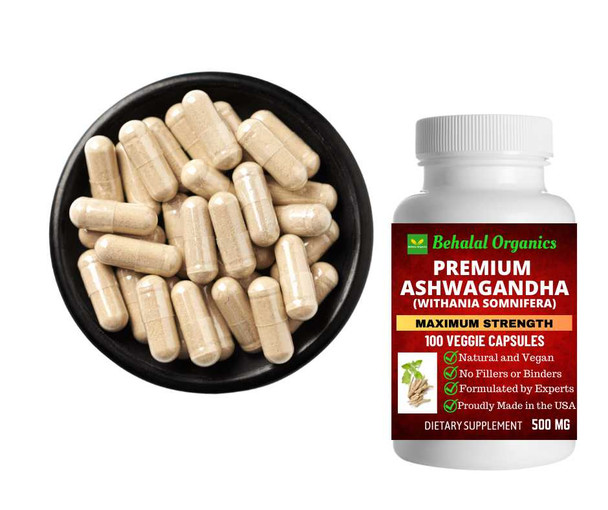 Ashwagandha 100 Quick Release Capsules - 500mg Per Capsule Behalal Organics