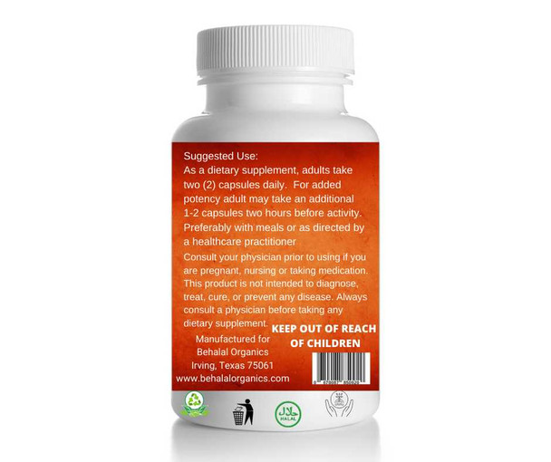 ⁠Ginger 100 Quick Release Capsules - 500mg Per Capsule Behalal Organics