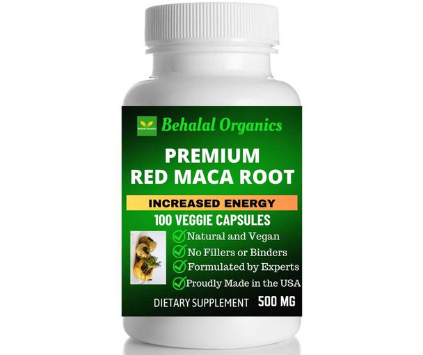 Red Maca Root 100 Quick Release Capsules - 500mg Per Capsule Behalal Organics