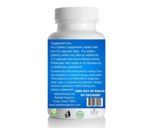 Ginkgo biloba leaf capsules 100 Quick Release Capsules - 500mg Per Capsule Behalal Organics