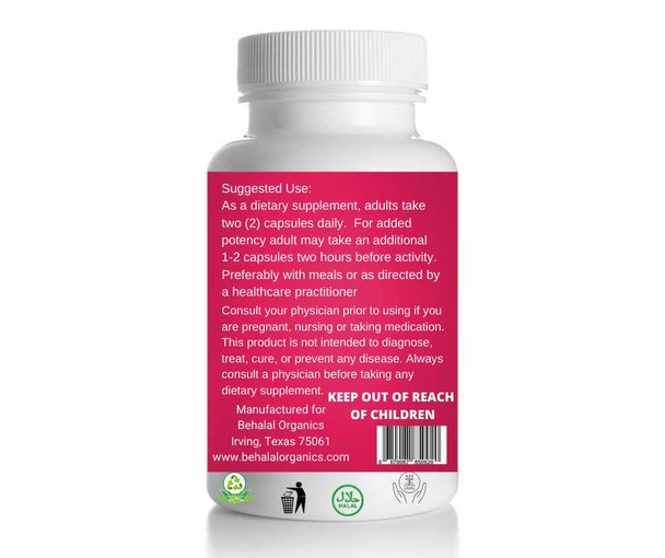 Wormwood capsules 100 Quick Release Capsules - 500mg Per Capsule Behalal Organics