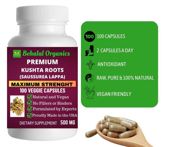 Kushta Roots 100 Quick Release Capsules - 500mg Per Capsule Behalal Organics