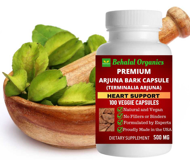 Arjuna bark 100 Quick Release Capsules - 500mg Per Capsule Behalal Organics