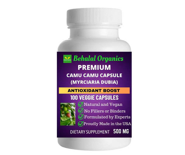 Camu camu 100 Quick Release Capsules - 500mg Per Capsule Behalal Organics