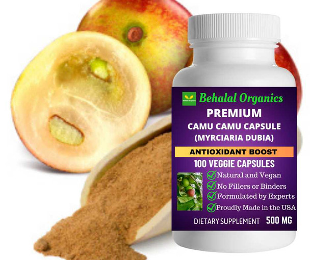 Camu camu 100 Quick Release Capsules - 500mg Per Capsule Behalal Organics