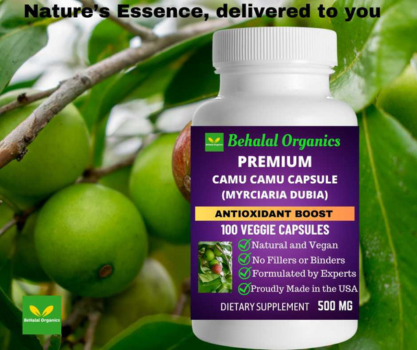 Camu camu 100 Quick Release Capsules - 500mg Per Capsule Behalal Organics