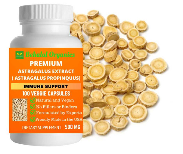 Astragalus extract 100 Quick Release Capsules - 500mg Per Capsule Behalal Organics