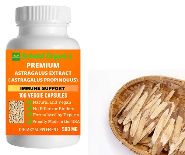 Astragalus extract 100 Quick Release Capsules - 500mg Per Capsule Behalal Organics