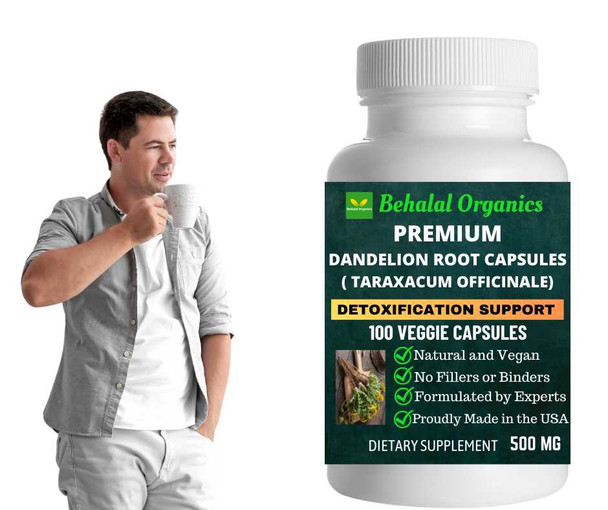 Dandelion Root 100 Quick Release Capsules - 500mg Per Capsule Behalal Organics
