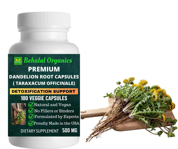 Dandelion Root 100 Quick Release Capsules - 500mg Per Capsule Behalal Organics