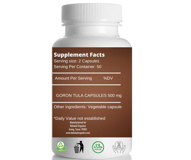 Gorontula fruit 100 Quick Release Capsules - 500mg Per Capsule Behalal Organics