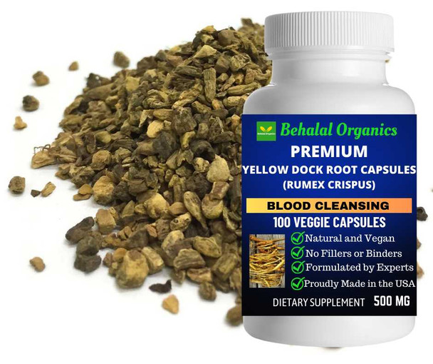 Yellow Dock Root 100 Quick Release Capsules - 500mg Per Capsule Behalal Organics
