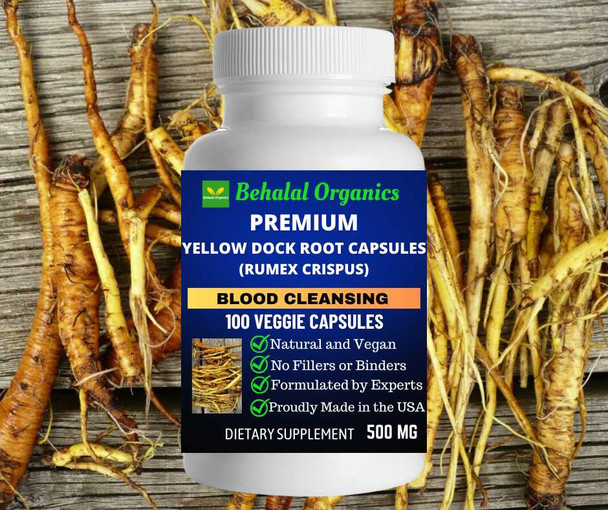 Yellow Dock Root 100 Quick Release Capsules - 500mg Per Capsule Behalal Organics