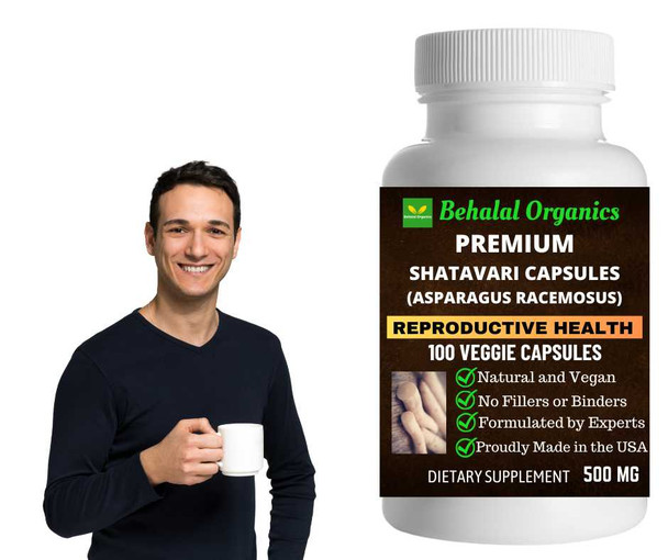 Shatavari 100 Quick Release Capsules - 500mg Per Capsule Behalal Organics
