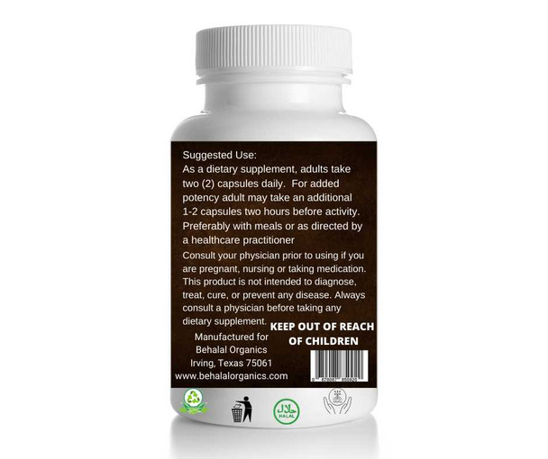 Shatavari 100 Quick Release Capsules - 500mg Per Capsule Behalal Organics