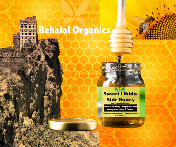 Sweet Libido Sidr Powerhouse Honey – Pure Energy, Pure Passion
Unlock nature’s most potent vitality booster with Sweet Libido Sidr Powerhouse Honey by Behalal Organics – a premium blend of 100% pure Yemeni Sidr honey, enriched with powerful botanicals to naturally enhance libido, testosterone, immune health, and overall wellbeing.