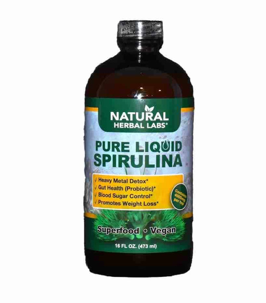 Pure Liquid SPIRULINA, By Natural Herbal Labs, Superfood Plant-Based. 16 oz
