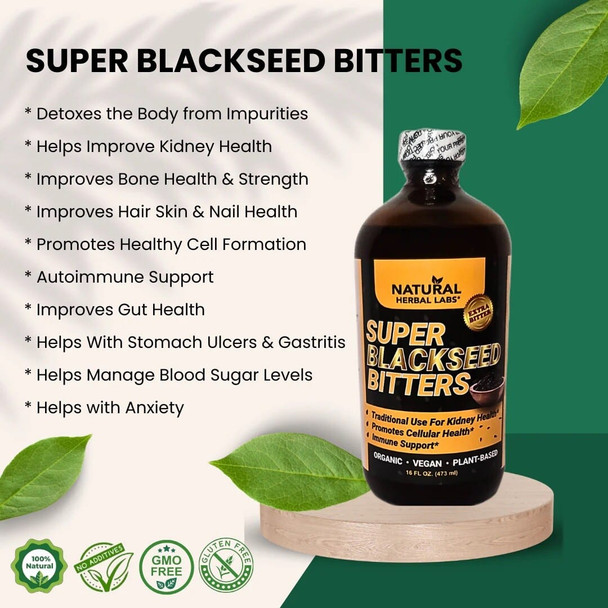 Super Black Seed Bitters By Natural Herbal Labs, Plant-Based, 16 oz