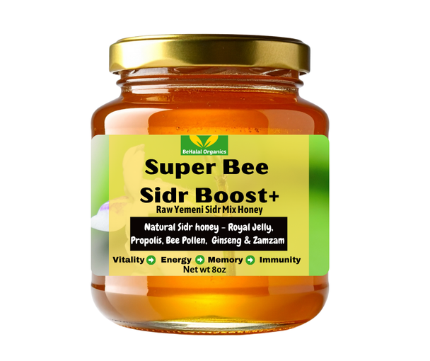 Premium Yemeni Sidr Honey blended with Royal Jelly, Bee Pollen, Propolis & Ginseng. Supports daily vitality.