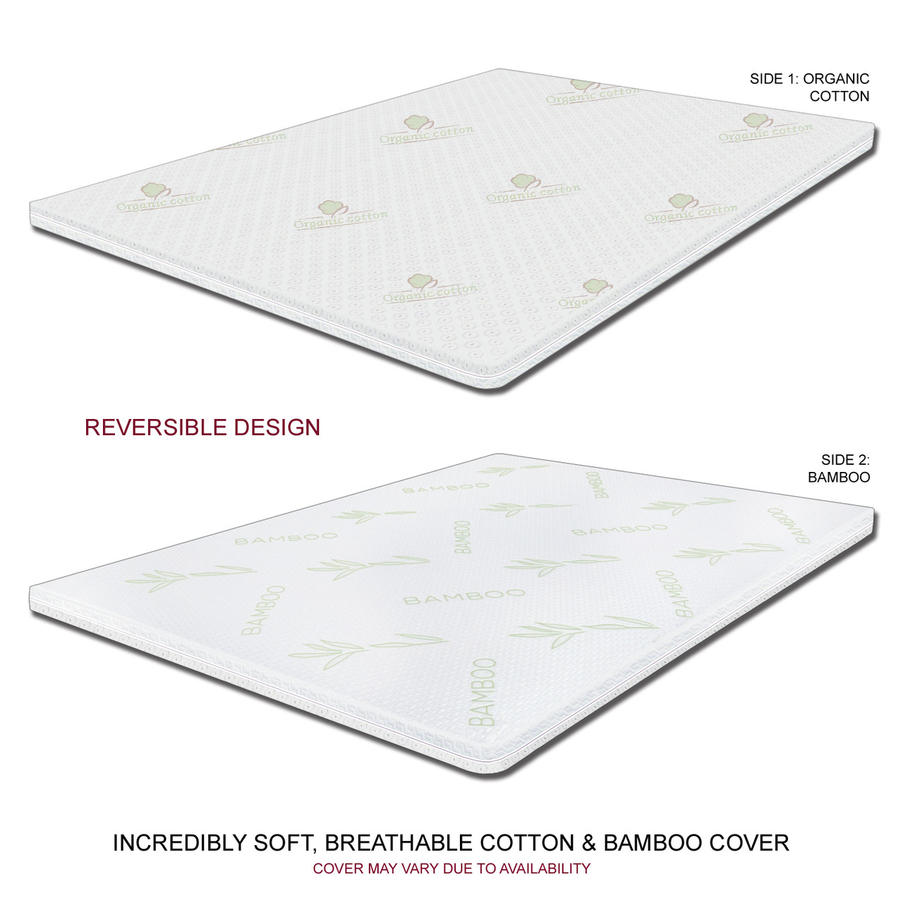 Images 3 Inch Topper - Reversible Design (5-Zone Talalay Latex & Gel Infused Memory-Cell) image