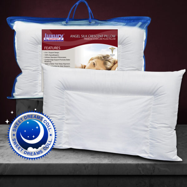 Angel Silk Crescent Pillow - Premium Down Like Plush Pillow