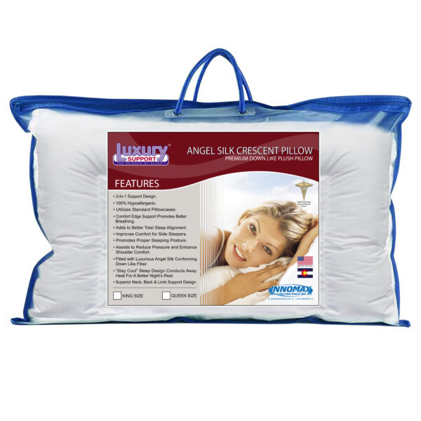 Angel Silk Crescent Pillow - Premium Down Like Plush Pillow